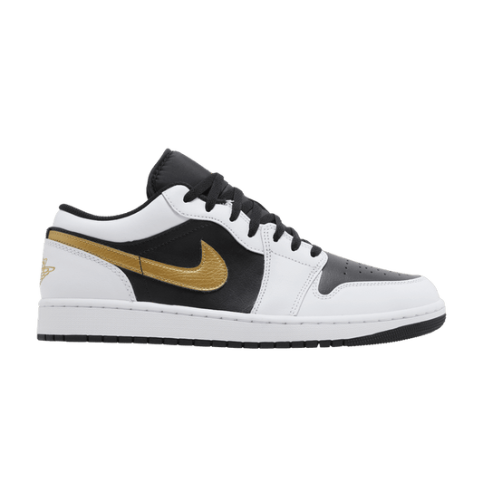 Air Jordan 1 Low White Black Metallic Gold Swoosh
