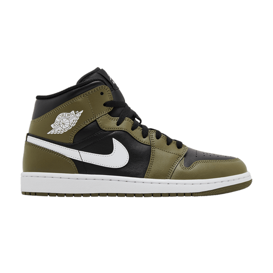 Air Jordan 1 Mid Black White Olive