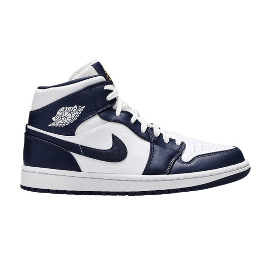 Air Jordan 1 Mid White Metallic Gold Obsidian