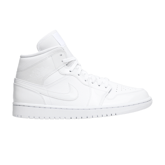 Air Jordan 1 Mid Triple White Patent Swoosh (Women's)
