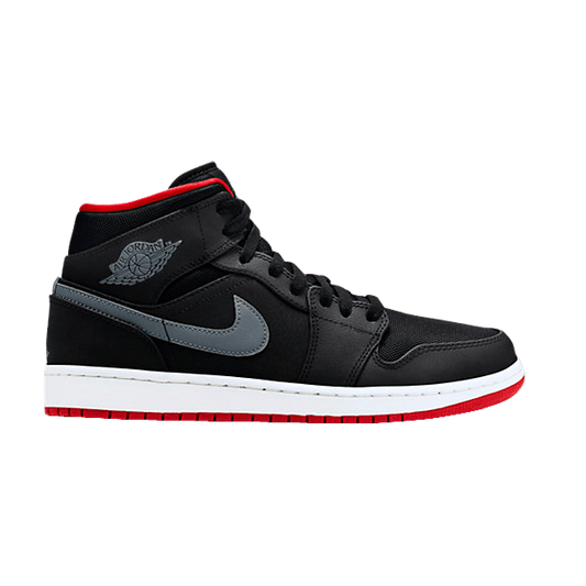 Air Jordan 1 Mid Black Cool Grey Gym Red