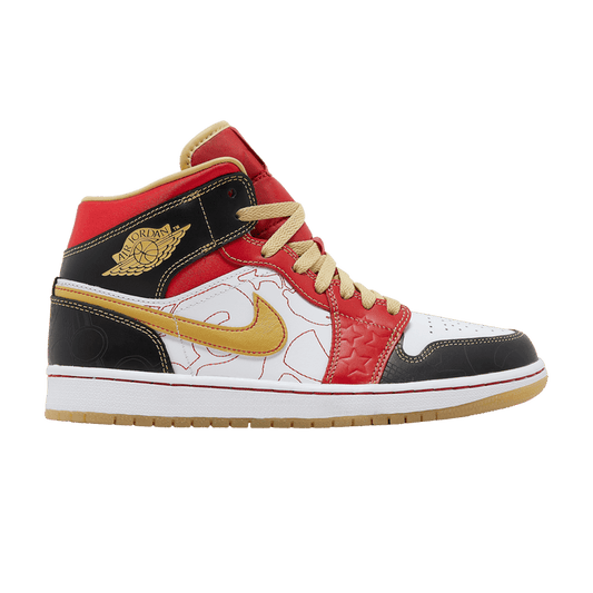 Air Jordan 1 Mid XQ White Black Sport Red