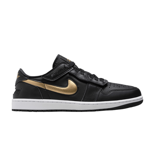 Air Jordan 1 Low FlyEase Black White Metallic Gold